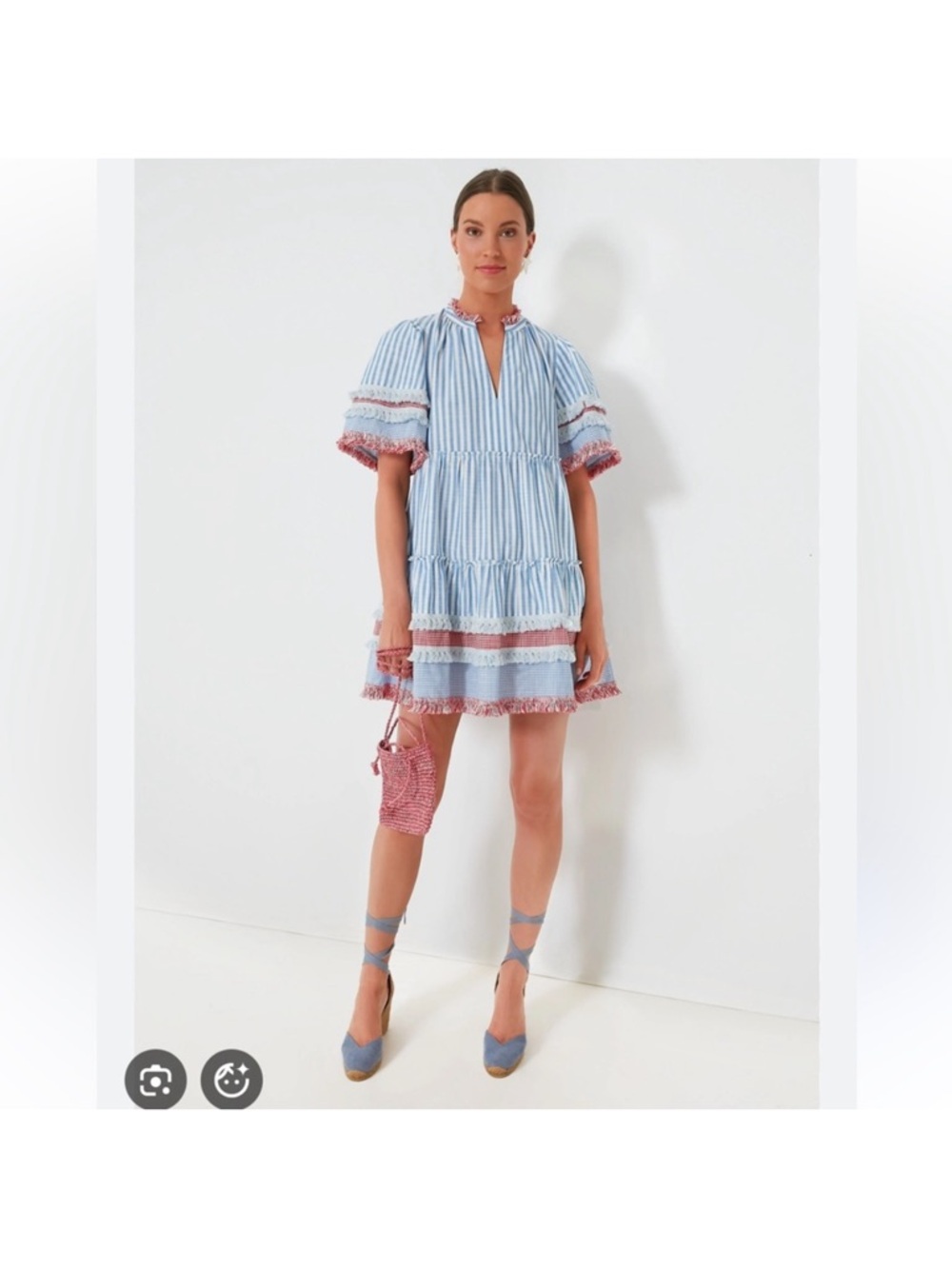 Tuckernuck Blue & White Striped Ruffle Mini Dress
